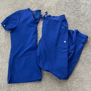 Figs Womens Royal Blue Scrub Set XS Casma Top S Yola Bottoms